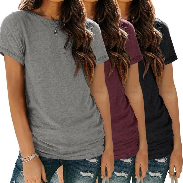 81rEXnbRc-L._AC_SL1500 Womens 3 Pack T Shirts Basic Short Sleeve Tees Crewneck Fashion Tops Loose Fit Lightweight Casual Summer Clothes 2024