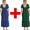 Womens Summer Dresses Casual Short Sleeve Crewneck Swing Dress Casual Tiered t Shirt Dress with Pockets 2024 Trendy Outfits